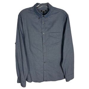 Express Button Down Blue‎ Dress Shirt Men's Size M Cotton Long Sleeve